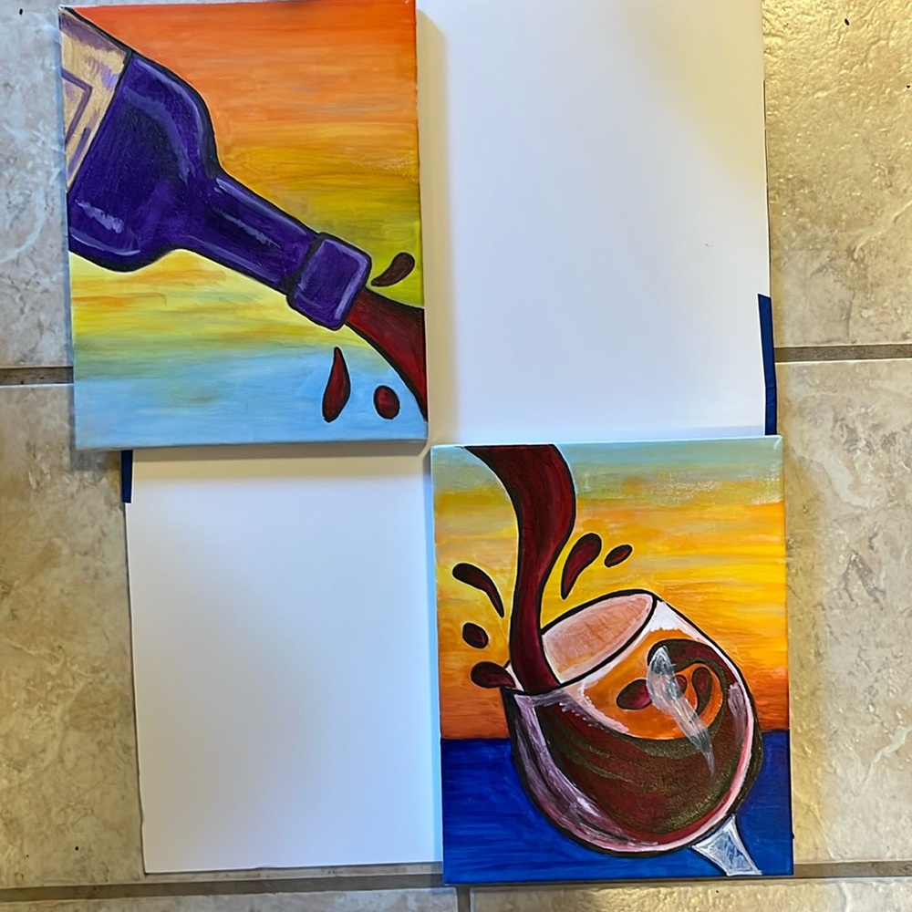 Framed Canvas Acrylic painting set.